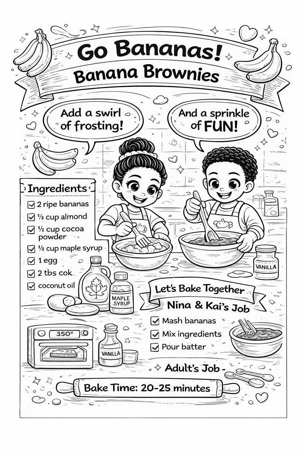 Kids Baking Coloring Book | Fun Recipes, Ages 4-10 (Printable PDF)
