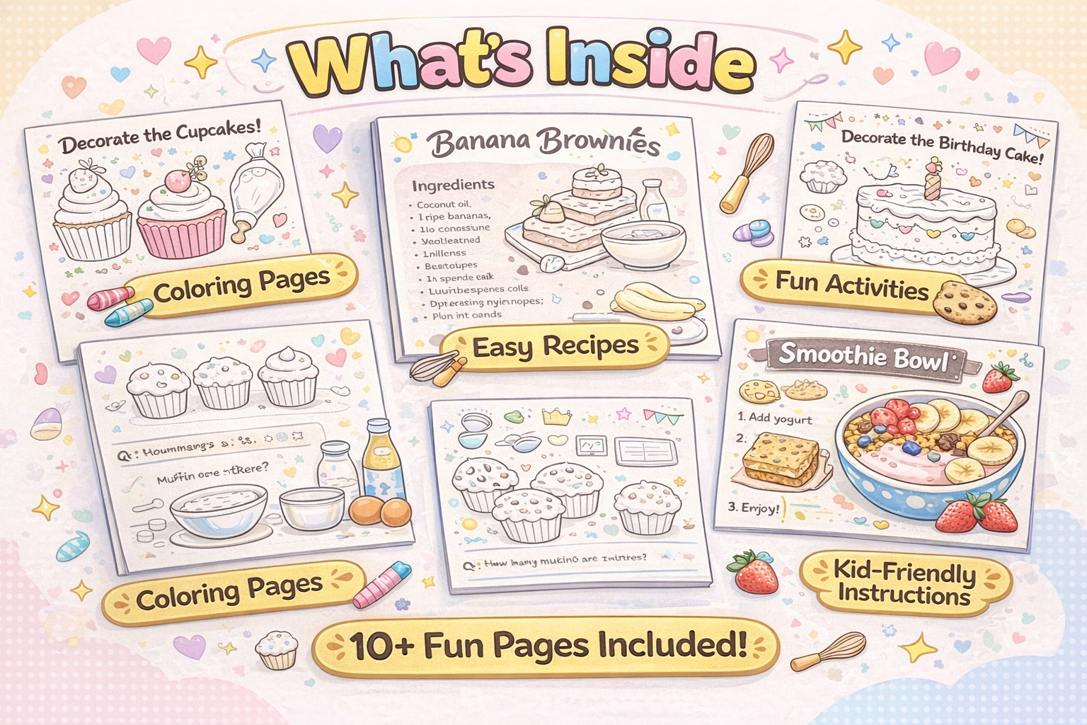 Kids Baking Coloring Book | Fun Recipes, Ages 4-10 (Printable PDF)